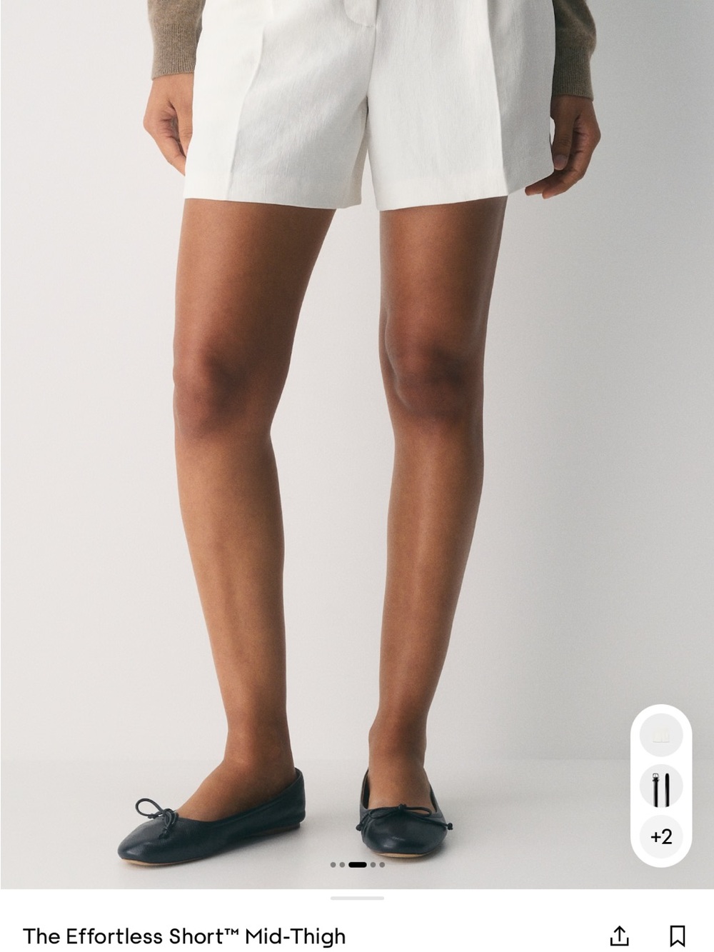 Aritzia Tailored Mid-Thigh Shorts in White